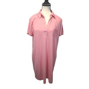 Pink‎ Knit Polo Dress Casual Short Sleeve Collared Shirt Dress